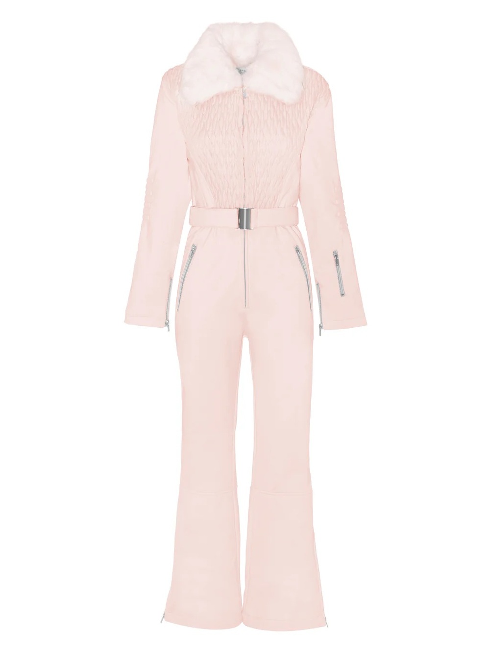 My Sunday Ski — LUXE MEGÈVE SKI SNOW SUIT — Baby Pink/Fur Collar (Small)